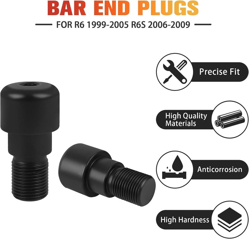 HAONEL Motorcycle Handlebar Grips Plug Aluminum Bar End Cap Sliders Replacement for Yamaha R6 1999-2005 R6S 2006-2009 - Image 5